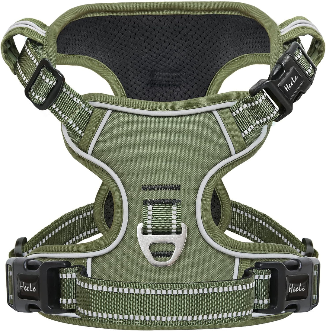HEELE Hundegeschirr, Hundegeschirr für Grosse Hunde, Freigabe am Hals, Vorderseite Rückseite Clips H