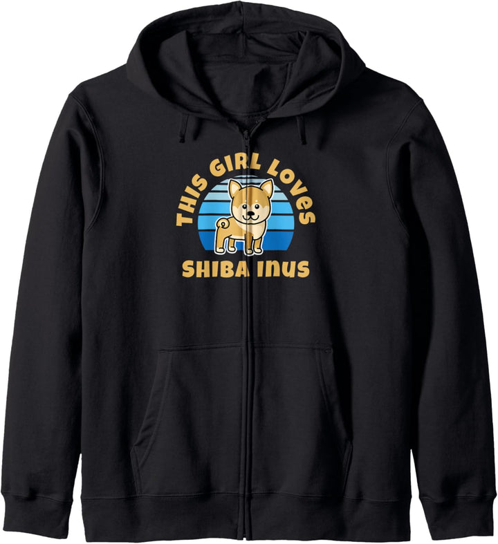 This Girl Loves Shiba Inus Retro-Design Kapuzenjacke