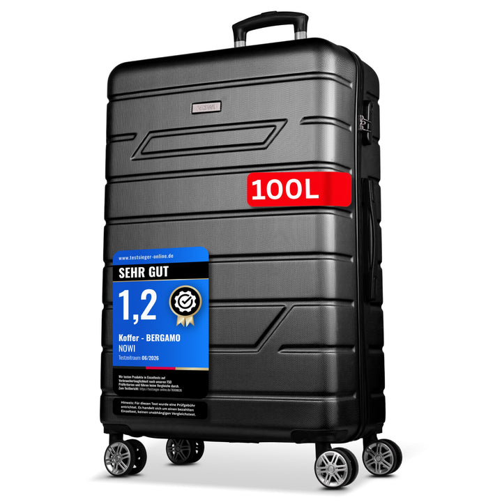 NOWI Hartschalenkoffer XL Gross - 100L Volumen - 158cm Gurtmass - 8 Rollen 360° drehbar - Leichter K