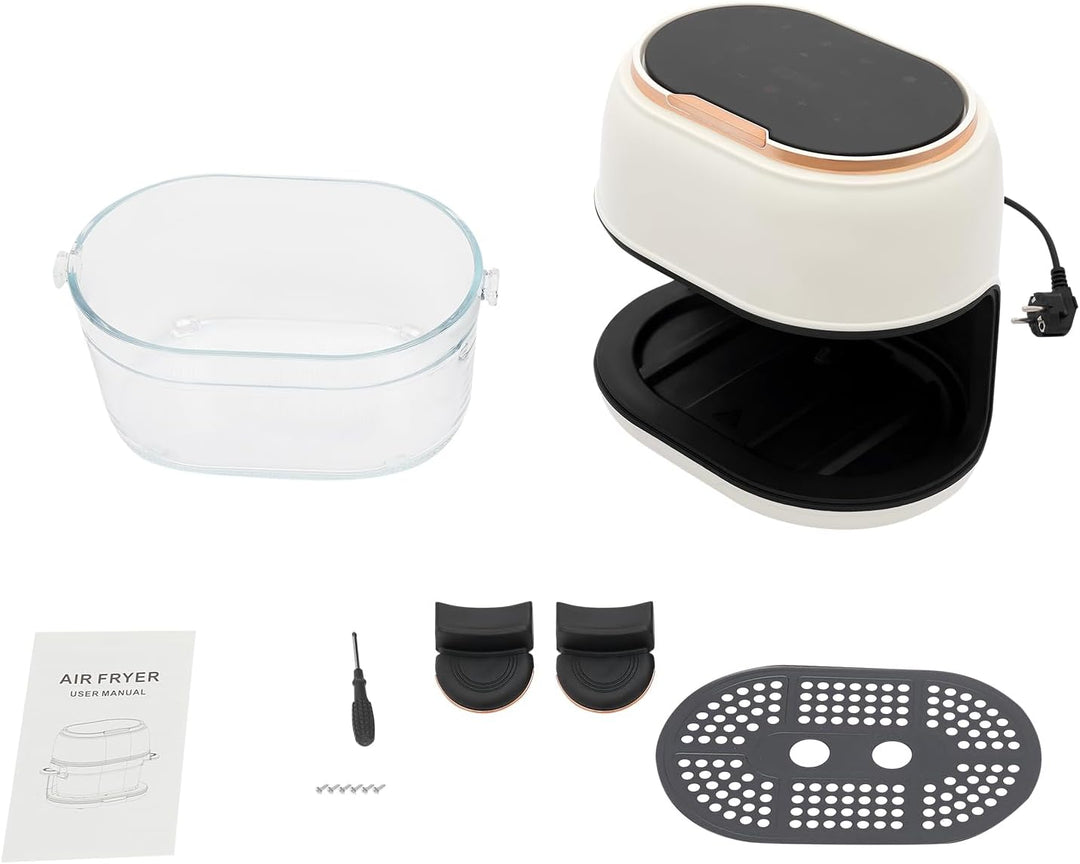 Heissluftfritteuse mit 4L Glas-Korb, 1350W Heissluftfritteuse Glas, Touchscreen, 8 Programme für fet