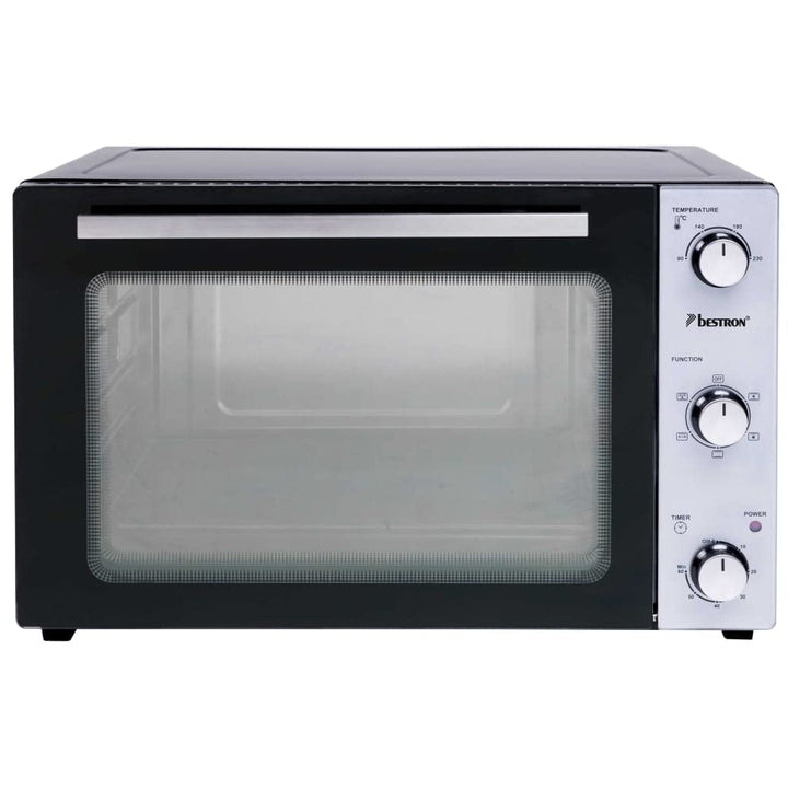 Bestron AOV55 2-in-1 Mini-Backofen mit Drehspiess, 55 Liter, 2000 W, Edelstahl, Schwarz 55 Liter Min
