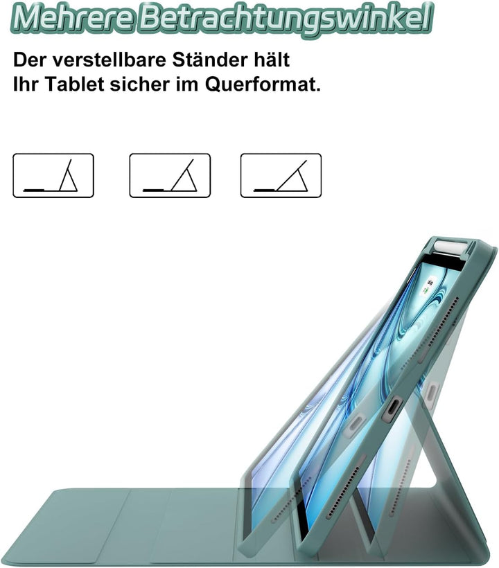 Tastatur Hülle für iPad Air 11 Zoll (M3/M2) - 7-Farben Beleuchtung Keyboard Cover mit Stifthalter &