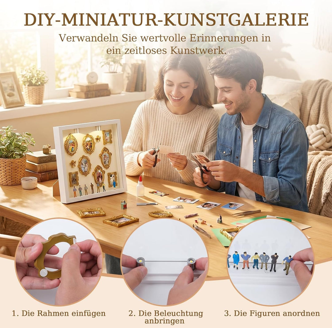 Mini Museum Bilderrahmen Vintage,Foto Erinnerungsanzeige Set mit 2 Engel & 8 Mini Rahmen & 8 Zufälli