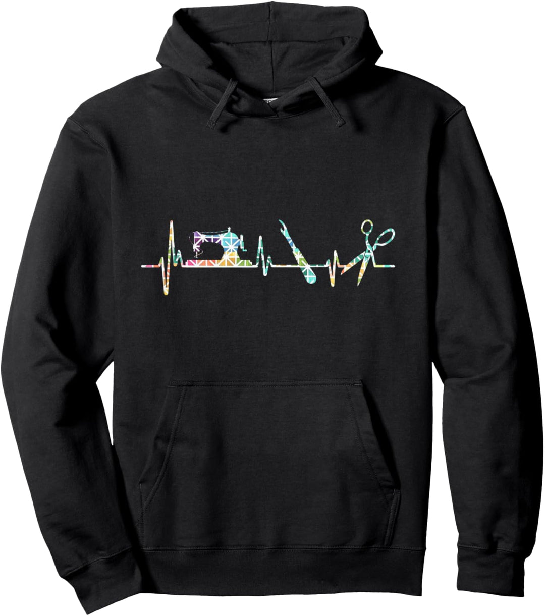 Sewing Machine Quilter Love Quilt Heartbeat Scissor Quilting Pullover Hoodie