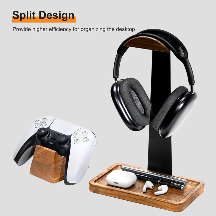 Kopfhörer und Controller Ständer aus Walnussholz, Kopfhörer Halterung Halter aus Holz, Headset Ständ