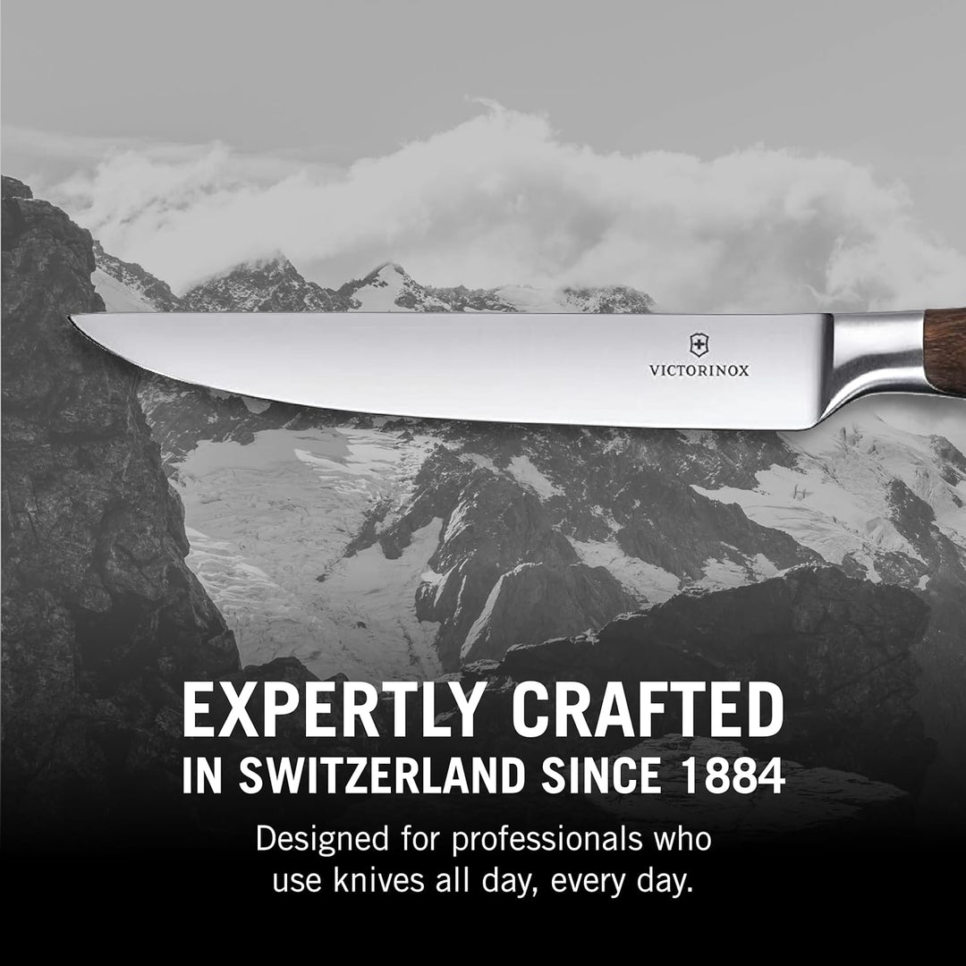 Victorinox, Grand Maître, Profi Steakmesser, Extra Scharfe Klinge, gerader Schliff, 12 cm, Edler Hol
