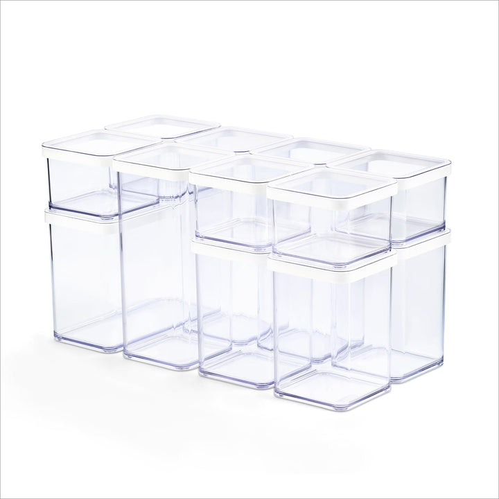 Rotho LOFT 12er-set Vorratsdosen mit Deckel, stapelbar, aromadicht, spülmaschinenfest, 40×20×21,4 cm