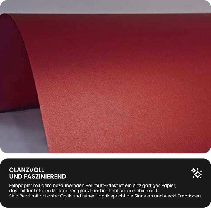 Netuno 10x Feinkarton Perlmutt- Rot DIN A5 148x 210 mm 300g Sirio Pearl Red Fever Glanz Karton doppe