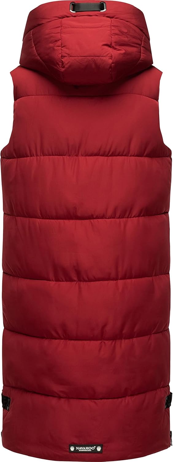 Navahoo warme Damen Winter Steppweste lang mit Kapuze Schnuffelchen XS-XXL XS Blood Red, XS Blood Re