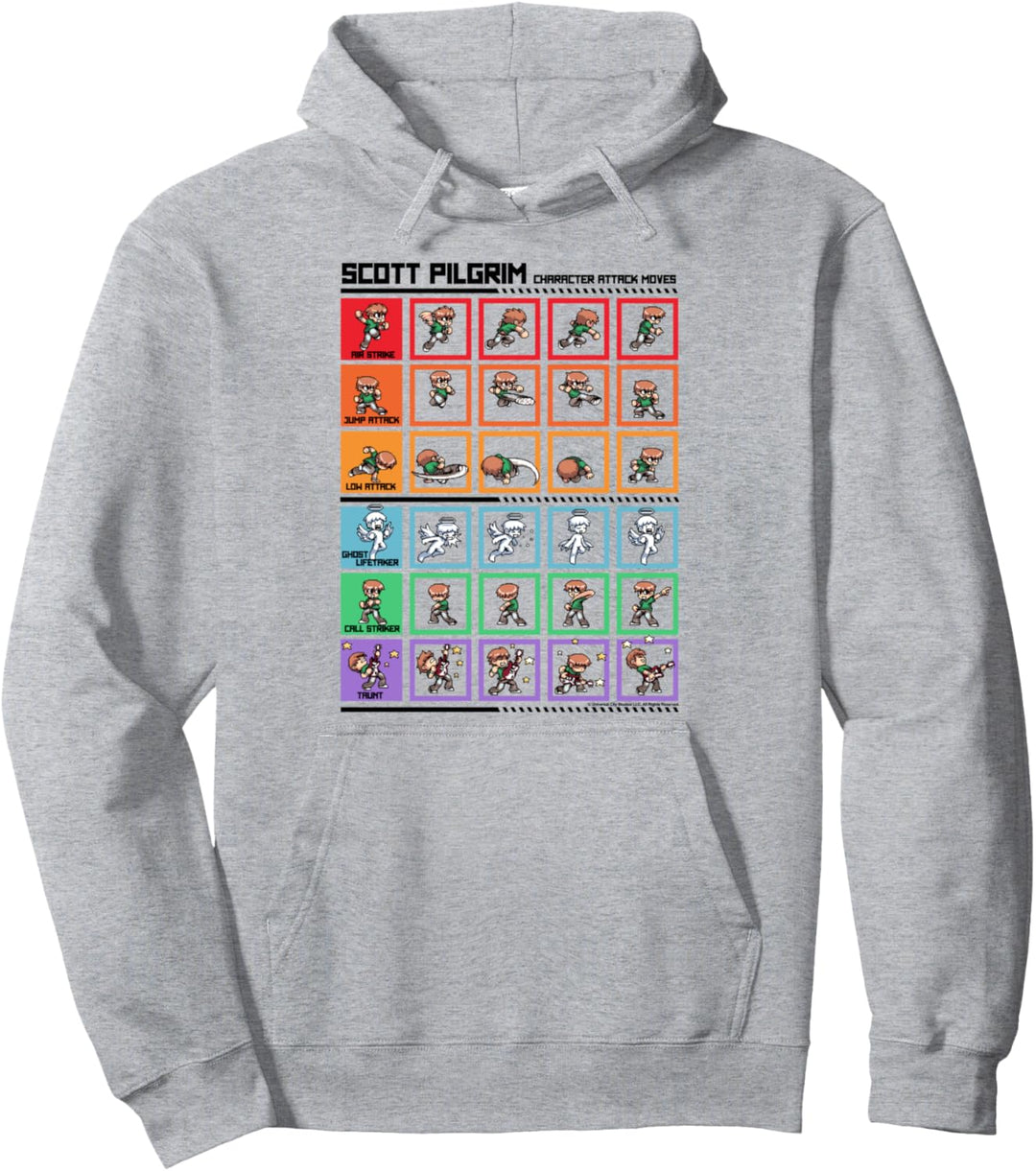 Scott Pilgrim Vs. The World Pilgrim Fight Moves Grid Pullover Hoodie