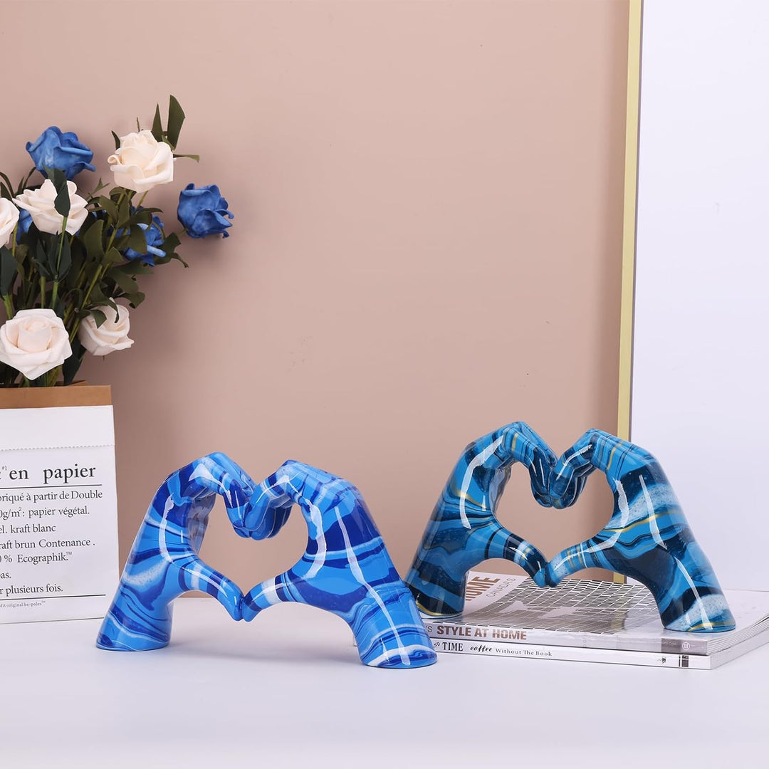 DOVDOV Blaue Gestenstatue, Liebesstatue, Liebesgeste, Skulptur, blaue Zuhause, dekorative Statue, ge