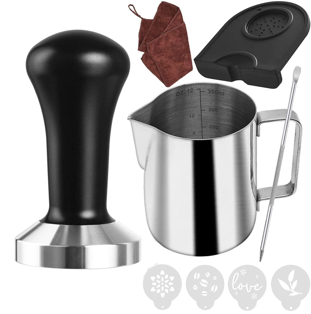 Yolococa 51mm Kaffee Tamper Set 304 Edelstahl Base Kaffeepresse Espresso Tamper mit Tampermatte, Mil