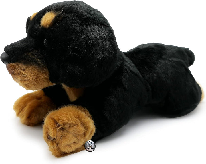 Rottweiler Kuscheltier Hund liegend schwarz-rot Plüschtier Tessa - Kuscheltiere*biz
