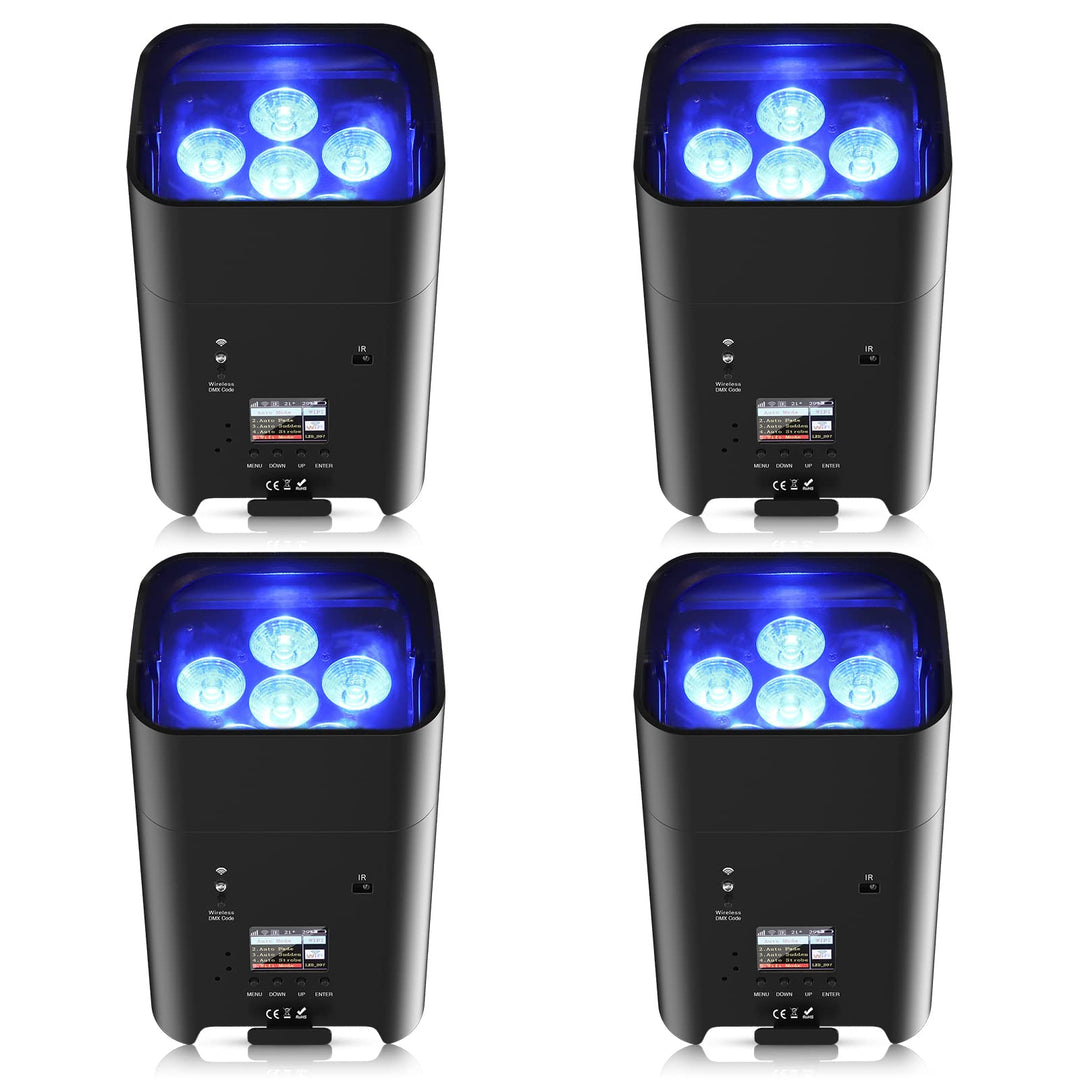 PUZILOZA 6X18W Akku LED Par Scheinwerfer Strahler Wiederaufladbarer RGBWA+UV Bühnenlicht Uplight Out