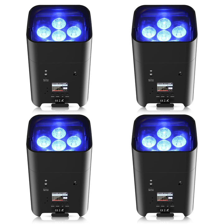 PUZILOZA 6X18W Akku LED Par Scheinwerfer Strahler Wiederaufladbarer RGBWA+UV Bühnenlicht Uplight Out