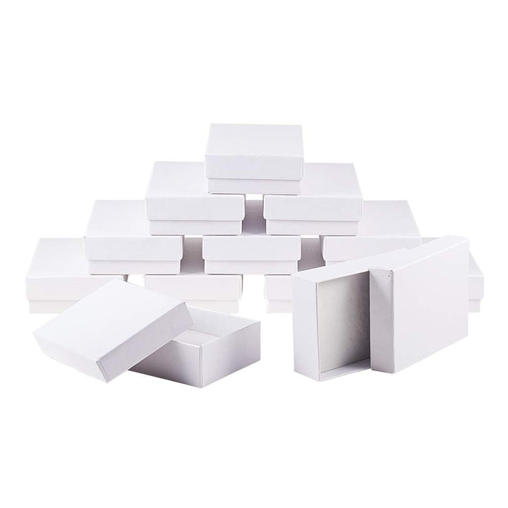 nbeads 60 Stück Weiss Karton Schmuck Box Rechteck Pappschachteln Schmuckschatulle Verpackung Box mit