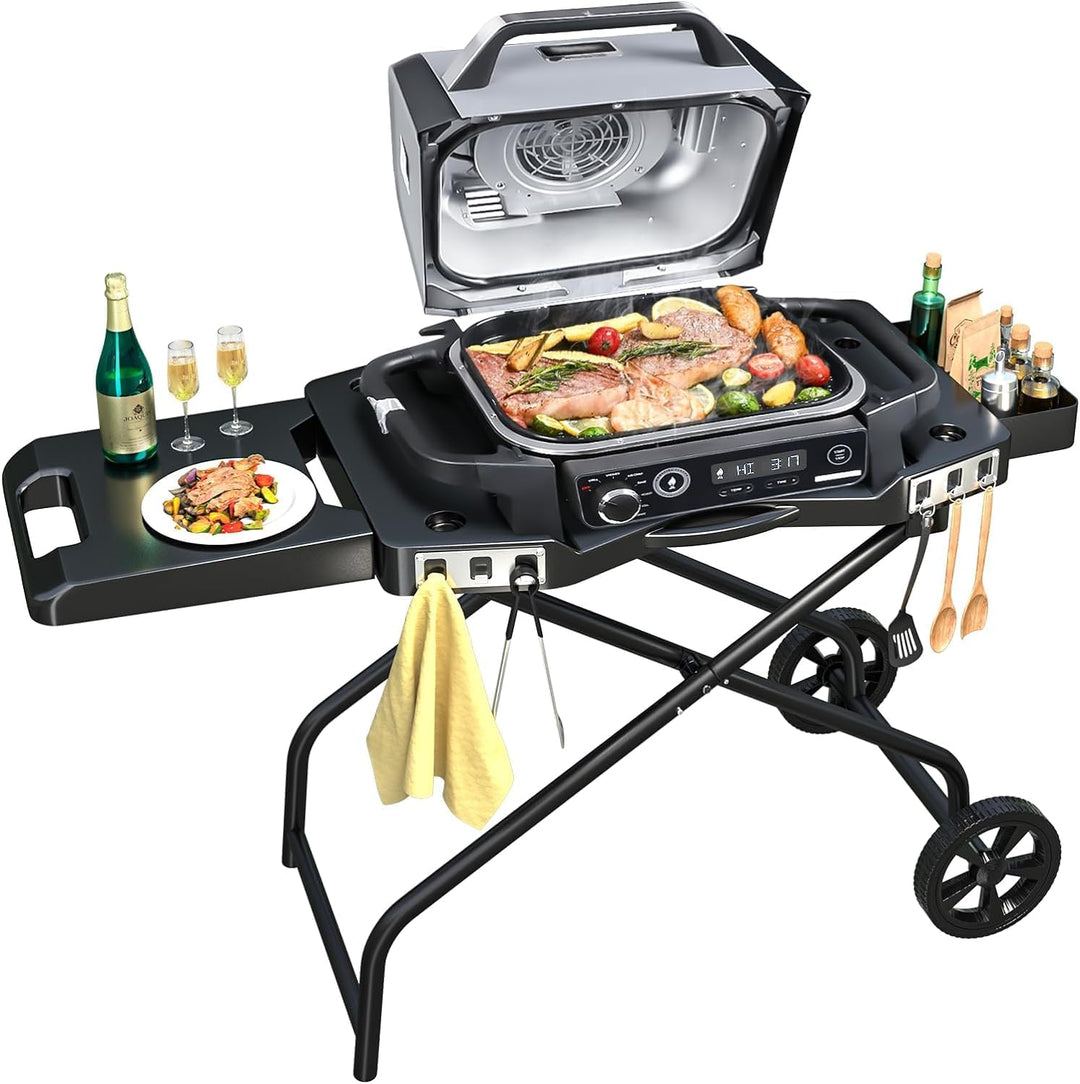 Denmay Tragbarer Grillwagen für Ninja Woodfire OG700 Serie, faltbarer Outdoor Grillständer für Ninja