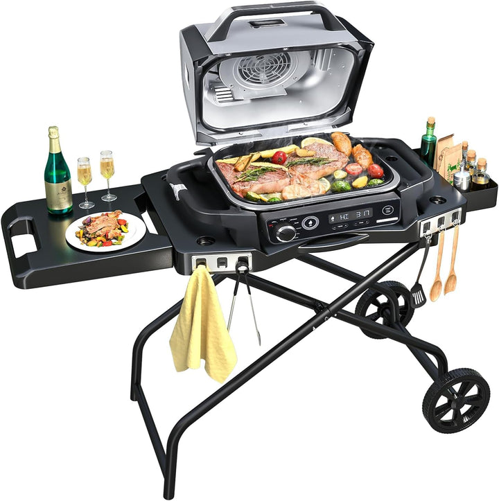 Denmay Tragbarer Grillwagen für Ninja Woodfire OG700 Serie, faltbarer Outdoor Grillständer für Ninja