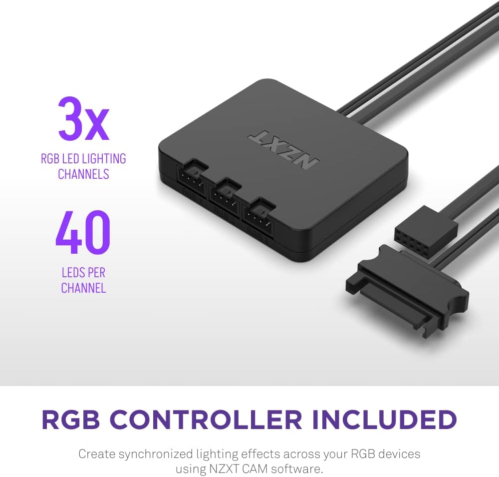 NZXT F140 RGB Duo Doppelpack – 2 x 140 mm zweiseitige RGB-Lüfter mit RGB-Controller – 20 individuell