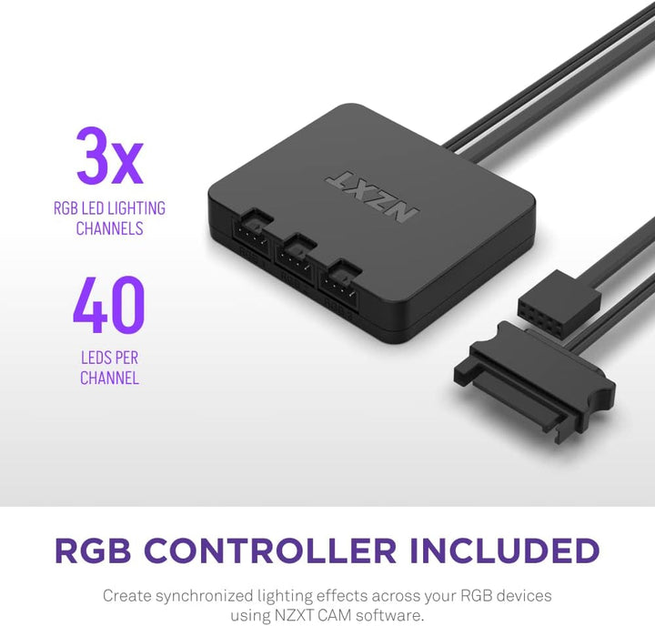 NZXT F140 RGB Duo Doppelpack – 2 x 140 mm zweiseitige RGB-Lüfter mit RGB-Controller – 20 individuell