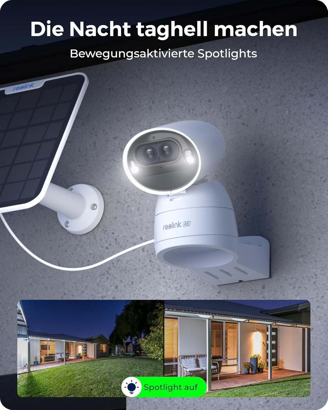 Reolink 4K Solar Überwachungskamera Aussen Akku mit 360° PTZ, Auto-Tracking, Dual Lens, 8MP WLAN Kam
