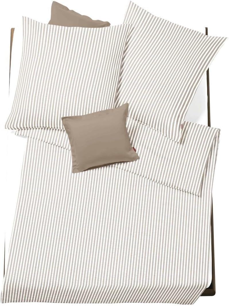 fleuresse Seersucker Bettwäsche Rio 443342-01 Creme, 1 Bettbezug 135 x 200 cm + 1 Kissenbezug 80 x 8