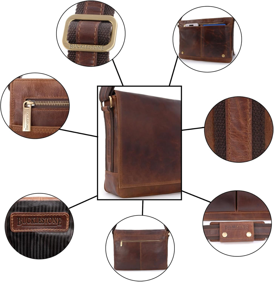 Bucklestone - Herren Leder Laptoptasche 17 Zoll - Schultertasche Gross - Messenger Bag/Arbeitstasche