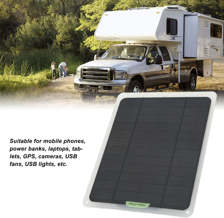 Solar-Ladegerät, 12 V Tragbares Solarpanel-Ladegerät-Kit 20 W Monokristalliner Dual-USB-Ausgang Batt