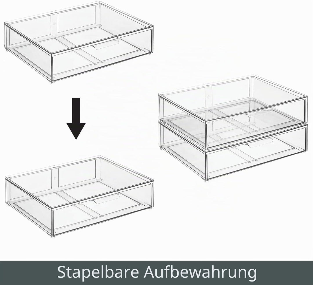 mDesign Kosmetikorganizer – stapelbare Schubladenbox aus Kunststoff – praktische Box zur Aufbewahrun