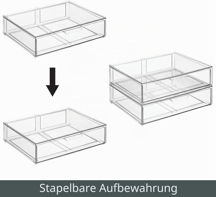 mDesign Kosmetikorganizer – stapelbare Schubladenbox aus Kunststoff – praktische Box zur Aufbewahrun