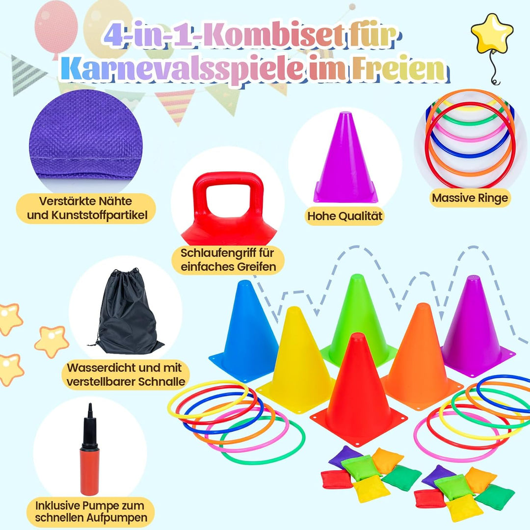 JOY SPOT! Outdoor Spiele für Kinder, Hüpfball Spiele mit Pumpe, Pogo Stick aus Schaumstoff mit weich