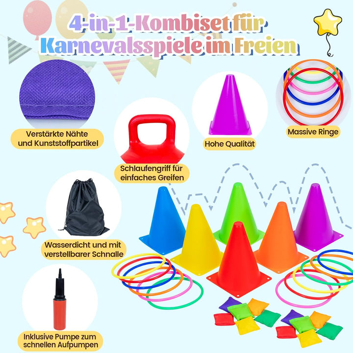 JOY SPOT! Outdoor Spiele für Kinder, Hüpfball Spiele mit Pumpe, Pogo Stick aus Schaumstoff mit weich