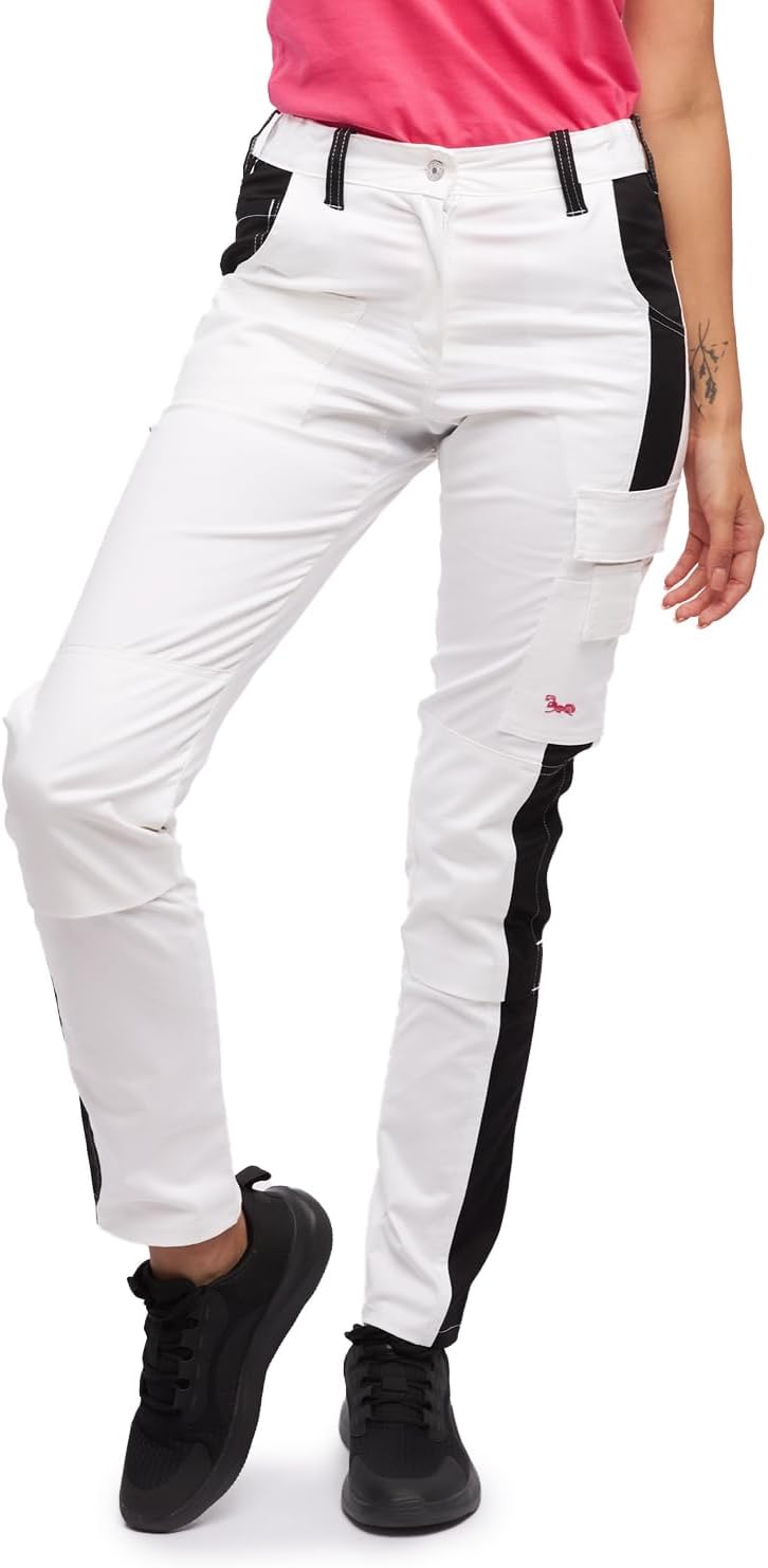 strongAnt Damen Arbeitshose komplett Stretch für Frauen Bundhose mit Kniepolstertaschen Schwarz Grau