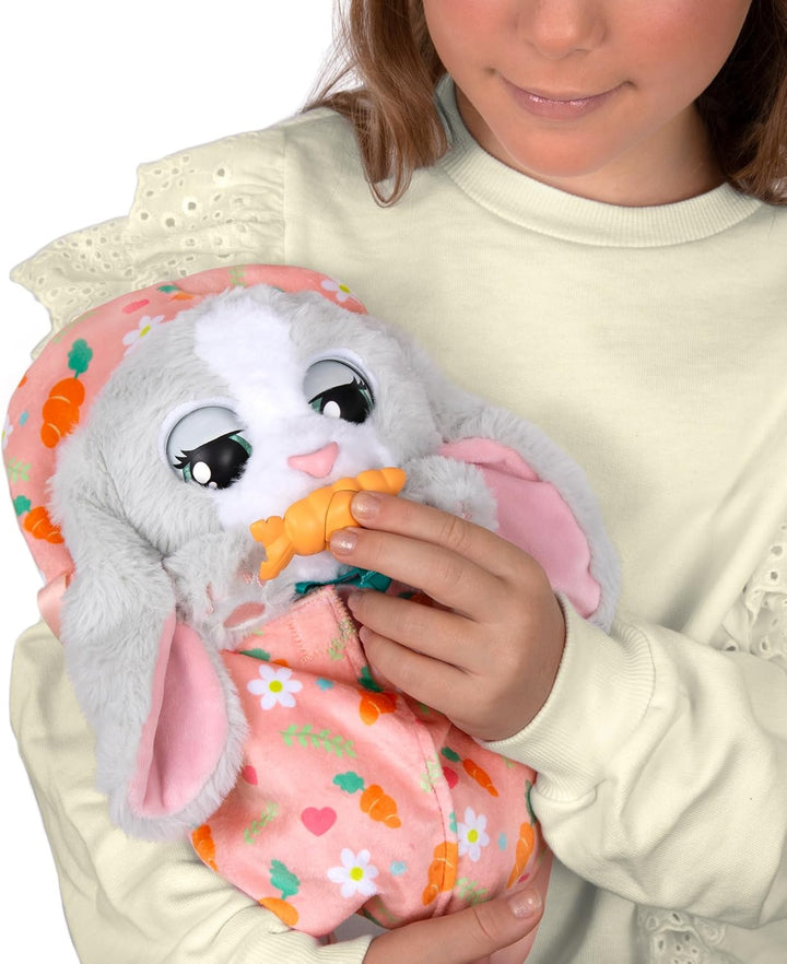 BABY PAWS Bunny, Interaktiver Plüschhase mit Lauten, der die Augen öffnet und Schliesst und einen Tr