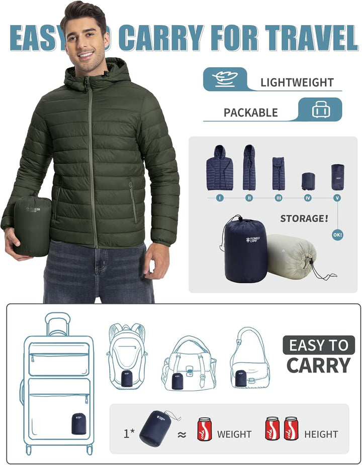 Herren Leichte Steppjacke Daunenjacken-Optik Übergangsjacke Outdoor Winterjacke mit 6 Taschen XXL Gr