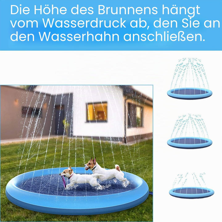 Planschbecken für Haustiere und Kinder, 150 cm Sprinkler- und Spritzwasser-Spielmatte,Hunde Planschb