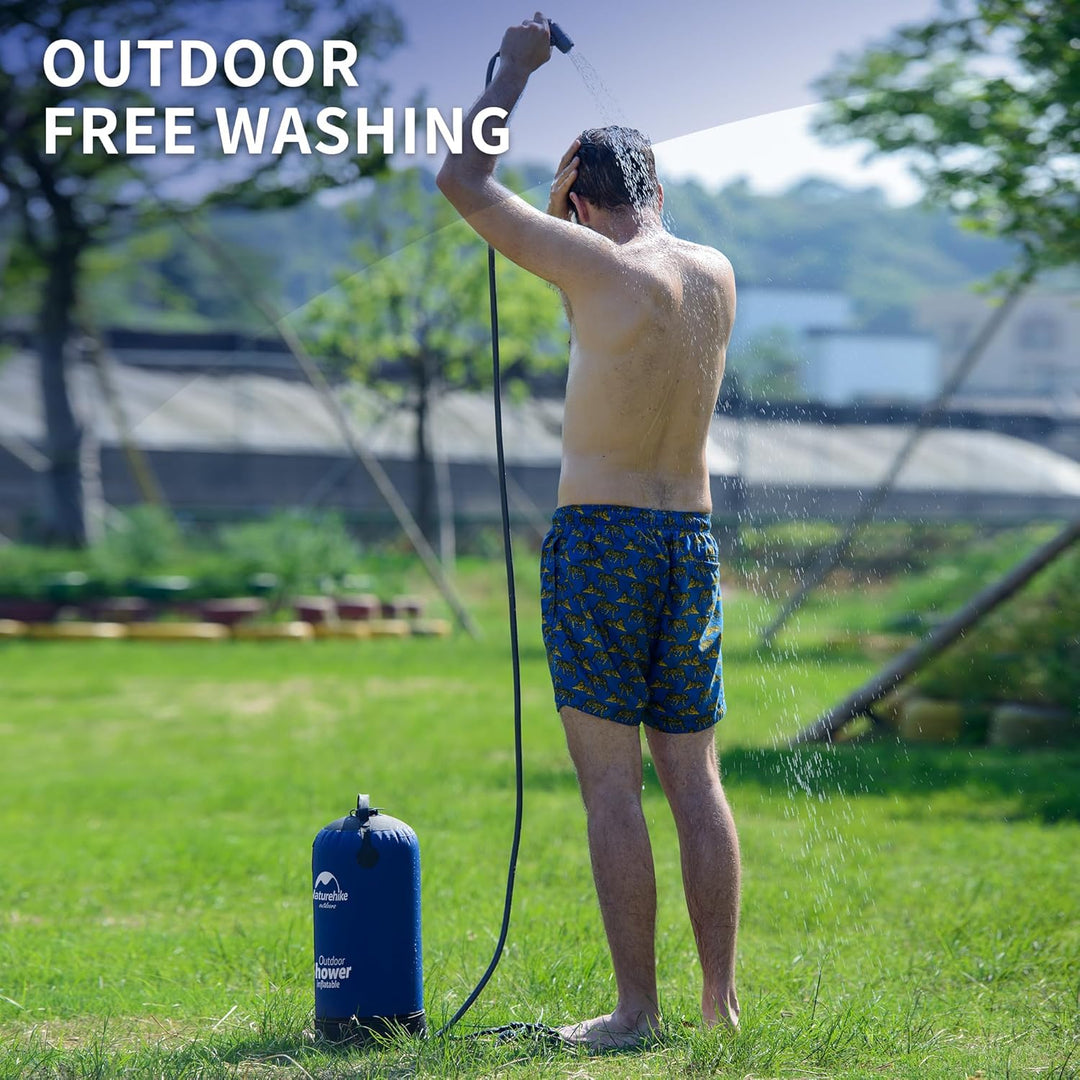 Naturehike Campingdusche mit Pumpe Mobile Aussendusche mit Fusspumpe für Camping, Garten, Reisen, Au