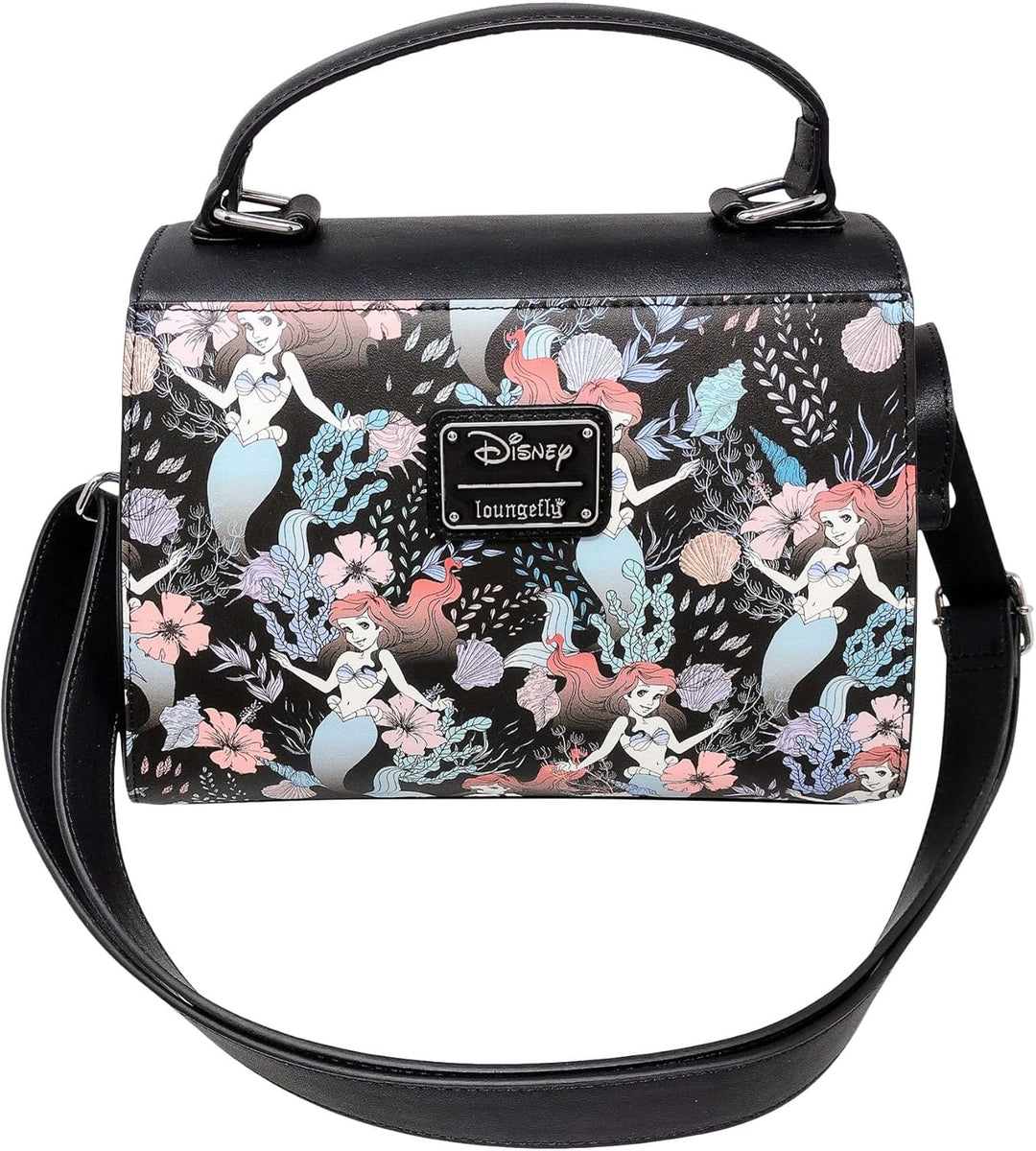 Loungefly Disney The Little Mermaid Ariel Allover-Blumen-Print Crossbody Satchel Handtasche Geldbörs