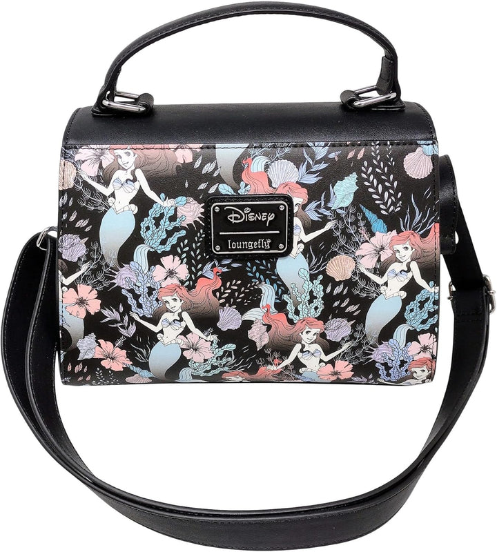 Loungefly Disney The Little Mermaid Ariel Allover-Blumen-Print Crossbody Satchel Handtasche Geldbörs