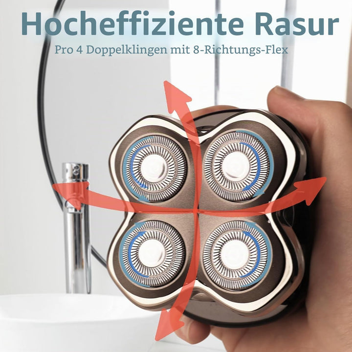 Rotationskopf 4 Köpfe für Elektrorasierer – Kompatibel mit Pitbull Skull Shaver, Butterfly Kiss Pro