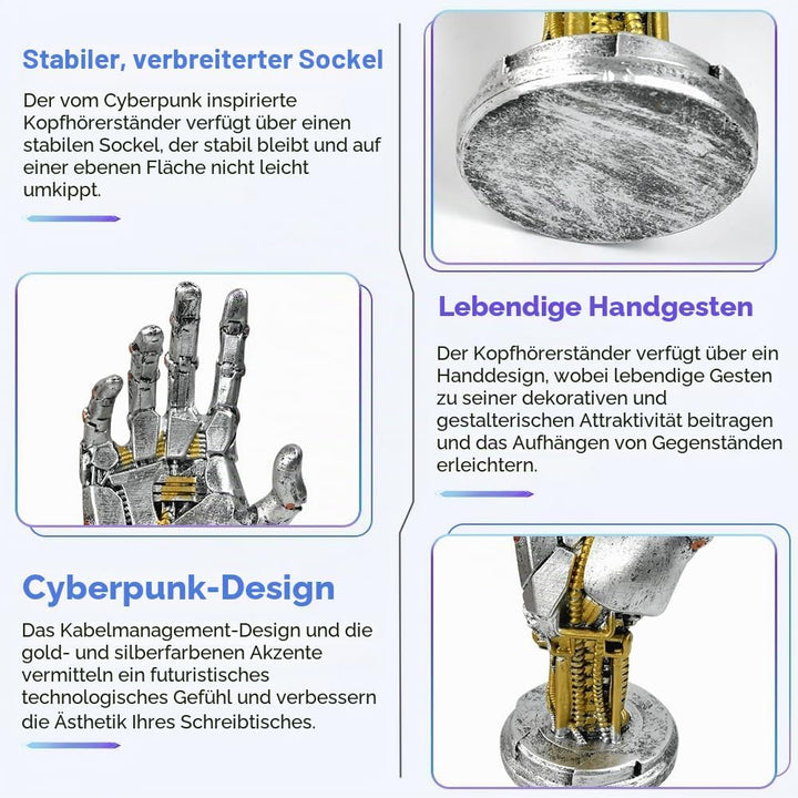 Cyberpunk Kopfhörerständer und Controller Ständer, Gaming Ständer Futuristisches Metalloptik Dekor C