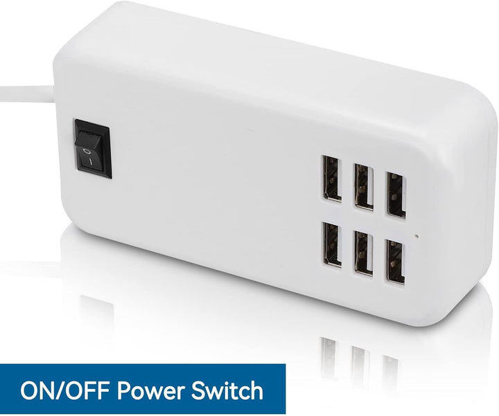 USB Ladestation, 30W 2A 100-240V USB Ladehub mit 6 Anschlüssen USB Ladeanschlüsse Überhitzungsschutz
