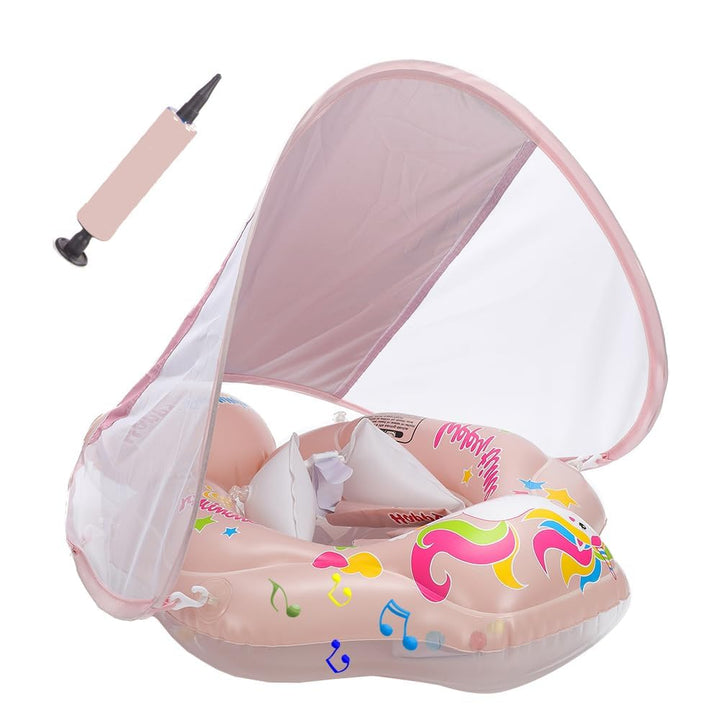 Baby Schwimmring mit Sonnendach Abnehmbaren,Schwimmring mit Sonnenschutz Verstellbare,Aufblasbarer S