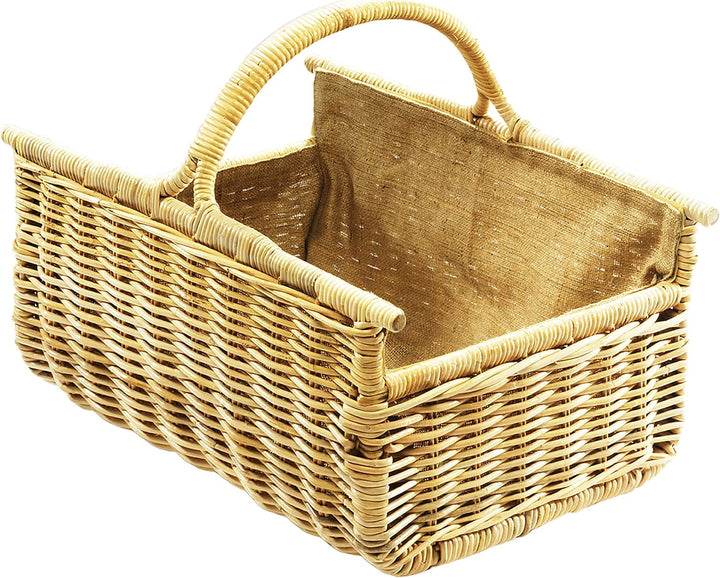 Kobolo Holzkorb für Kaminholz Rattankorb Holzkorb Bügel Rattan Leinen Holztrage