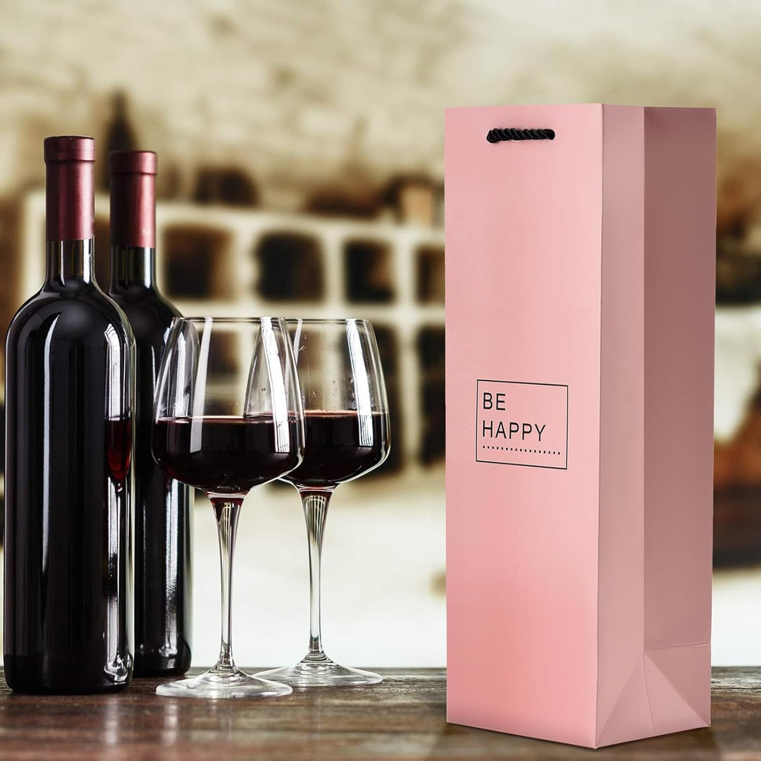 10 Flaschentüten Geschenktüten für Weingeschenke wie Wein Prosecco und Champagner - Be Happy Altrosa