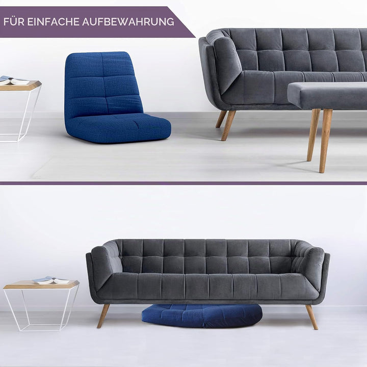 bonVIVO Easy Lounge Bodenstuhl mit Rückenlehne - Faltbarer Bodensessel, Gepolstert &amp; Verstellbar - M