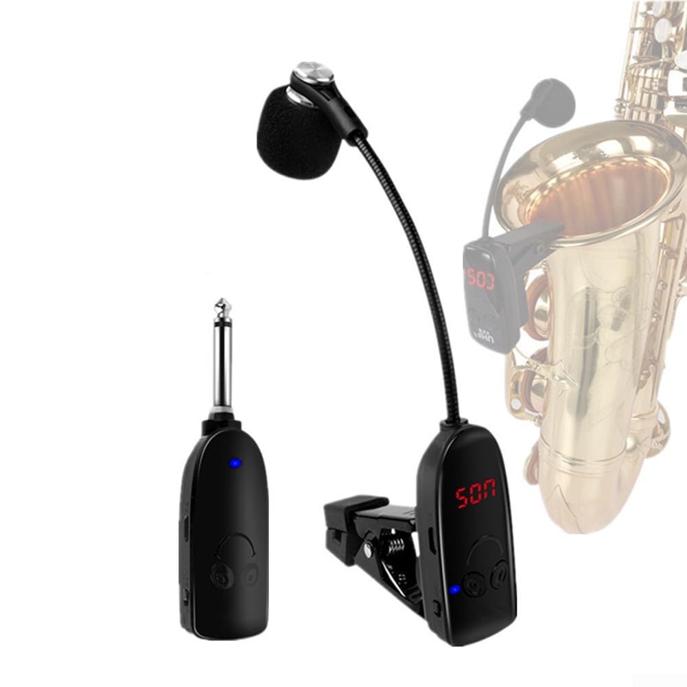 UHF Wireless Instruments Mikrofon, Saxophon Mikrofon, Drahtloser Empfänger und Sender, für Saxophon