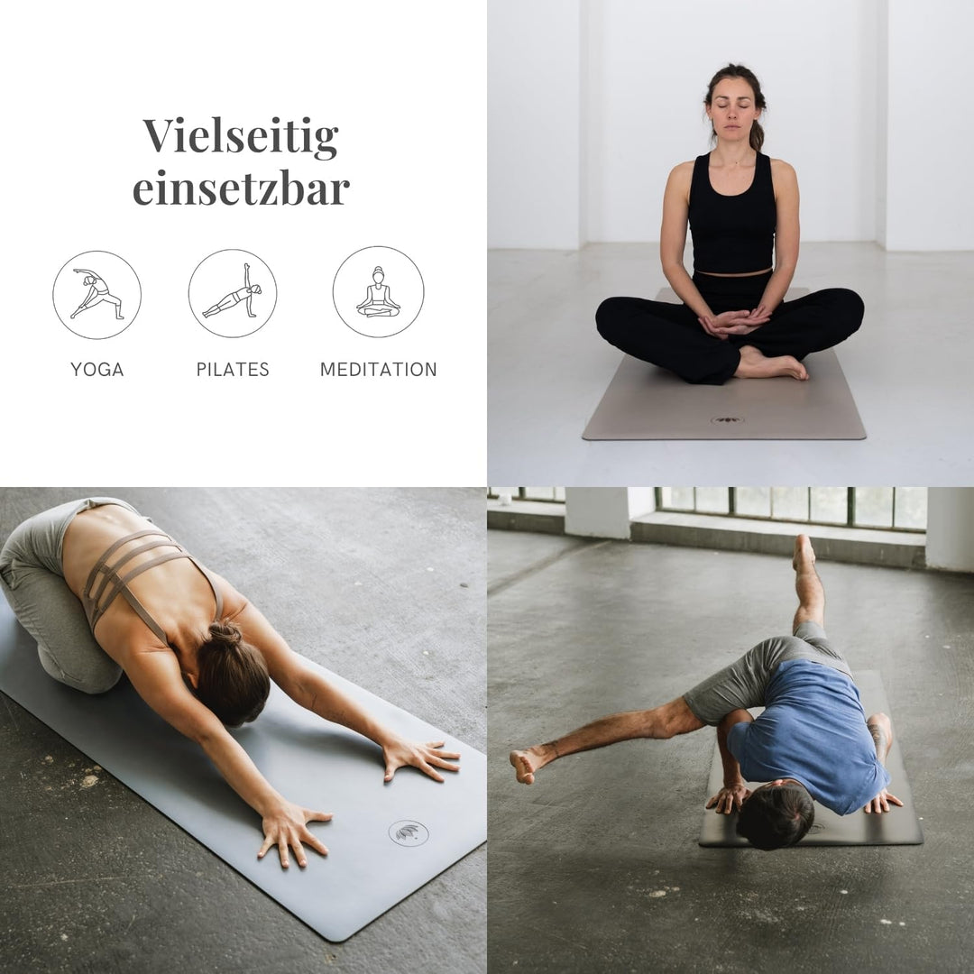 LOTUSCRAFTS® Yogamatte rutschfest, aus Naturkautschuk, universell einsetzbar als Yoga Matte, Sportma