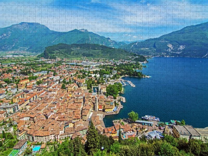CALVENDO Puzzle Aussicht von der Bastione über Riva del Garda und den See 1000 Teile Lege-Grösse 64