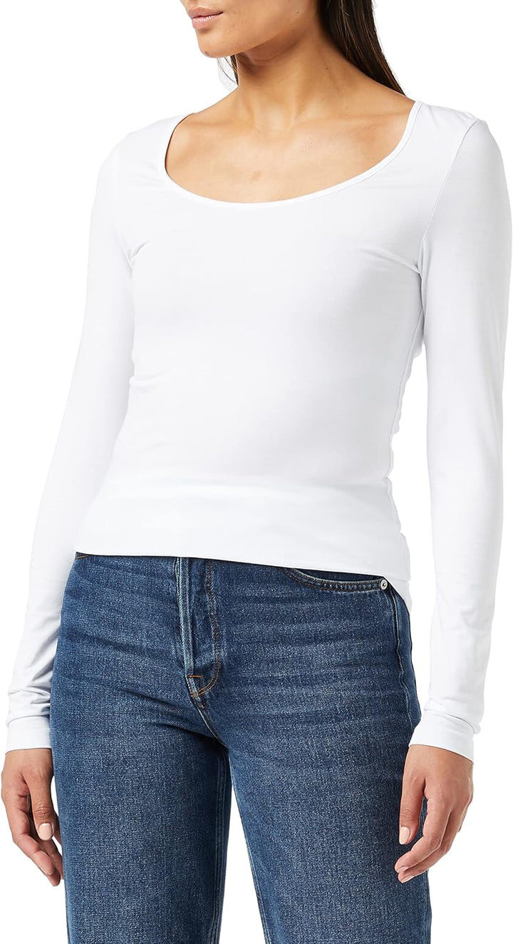VERO MODA Damen Vmmaxi My Ls Soft Uneck Ga Noos Langarmshirts L Weiss (Bright White Bright White), L